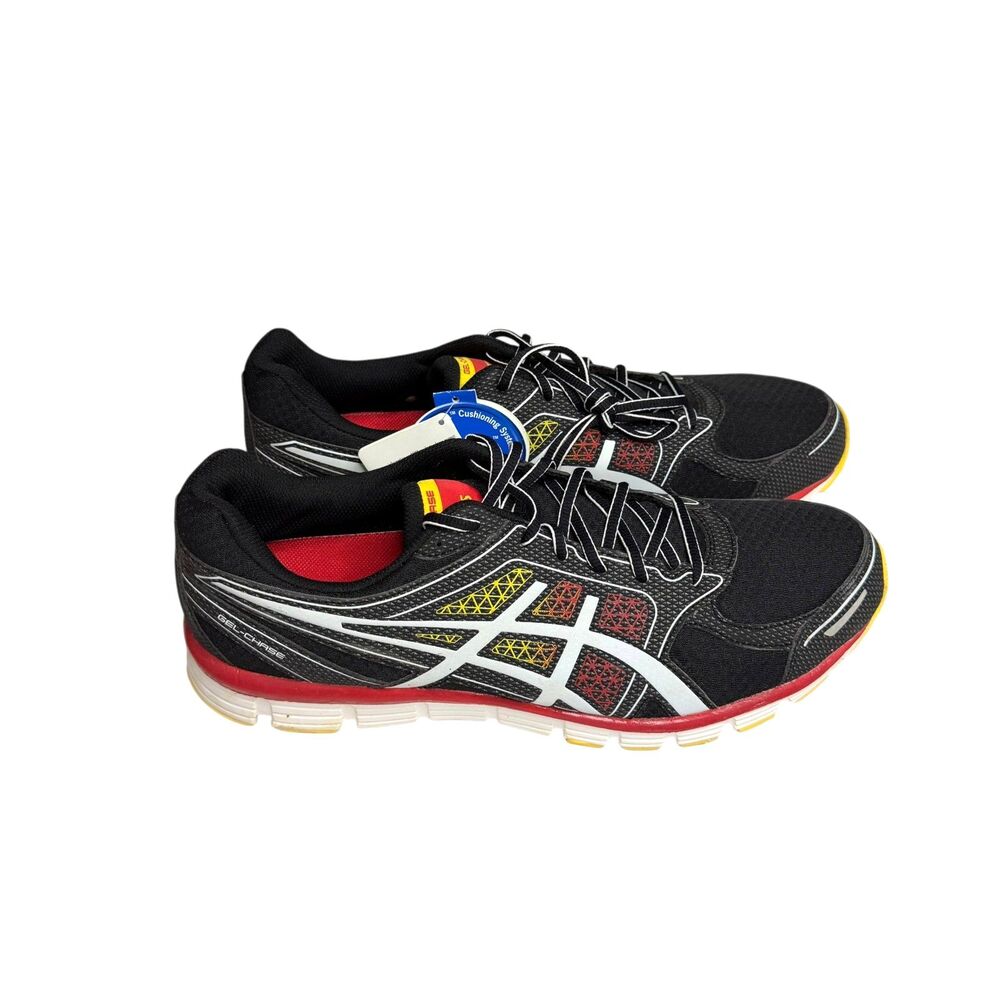 Asics Gel Chase Sneaker Shoe Mesh Leather Black White Red Men 14 NIB - Picture 2 of 12